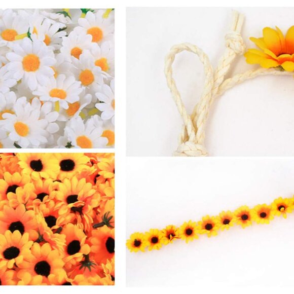 Sunflower Crown Flower Headbands Wreath for Women Girls White Daisy Flower Headb - Picture 5 of 6